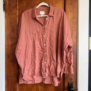 AE oversized linen blend button down